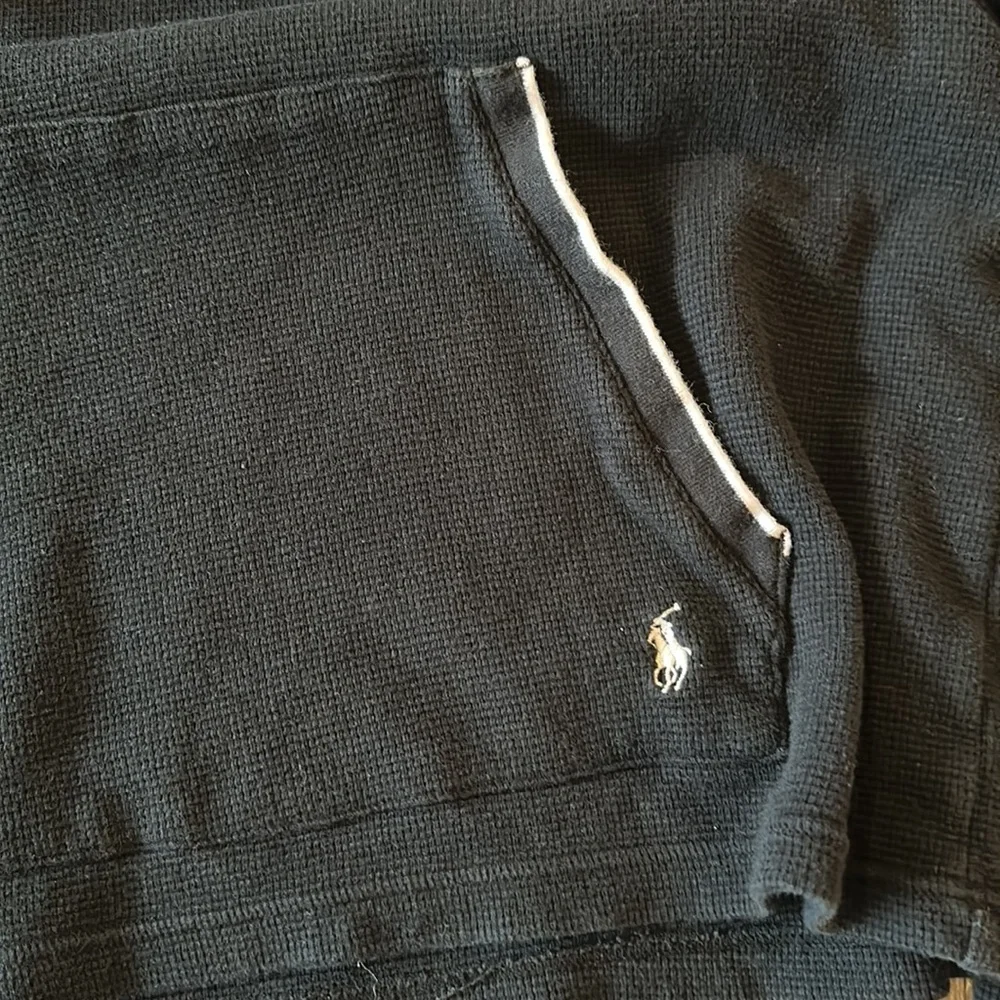 Polo Ralph Lauren black Cotton Waffle Knit Lightweight Hoodie